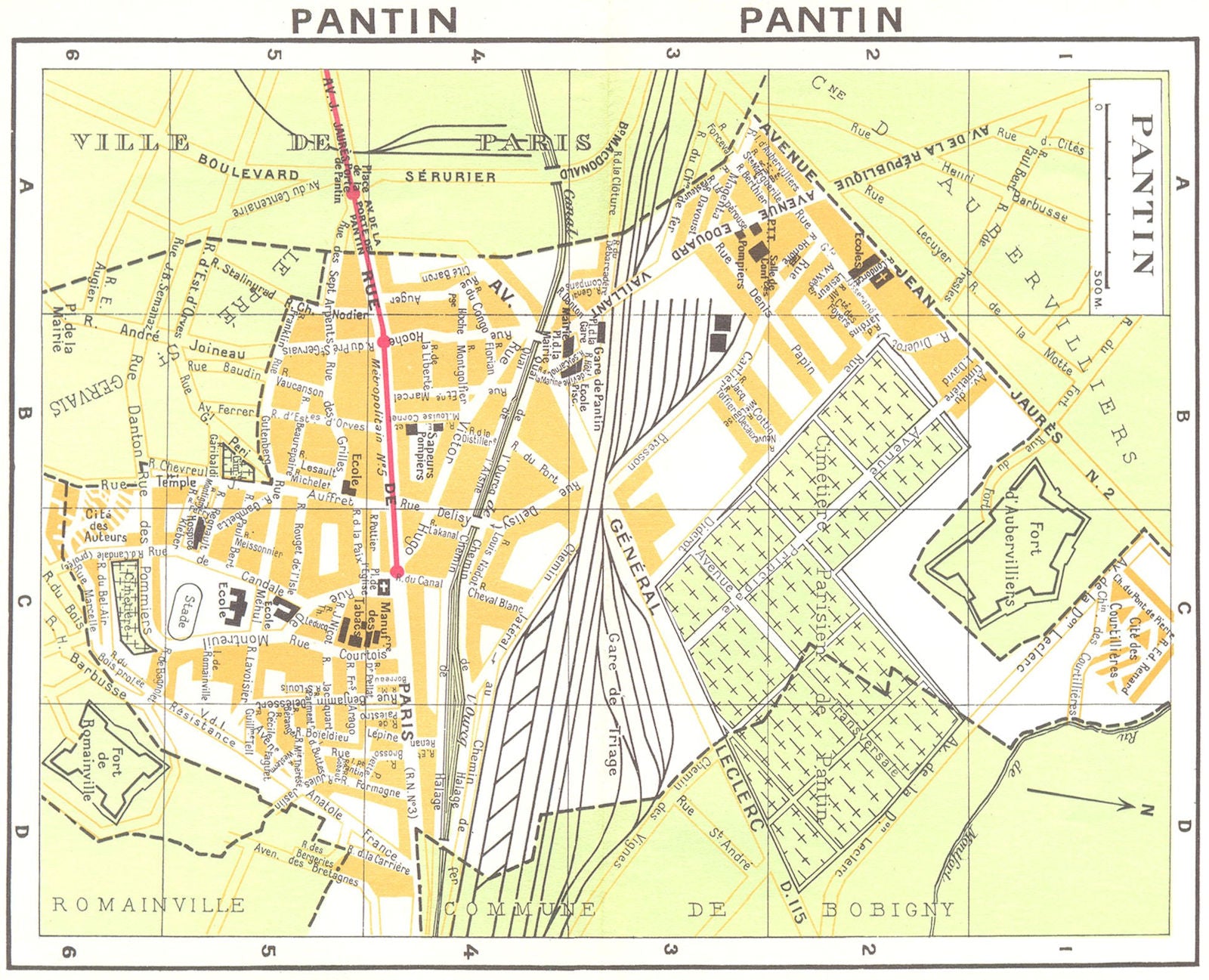PARIS. Pantin 1920 old antique vintage map plan chart